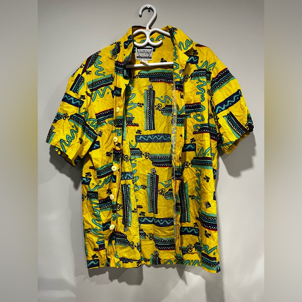 The Beach Boys Vintage Hawaiian Shirt Size Large L Yellow Surf Style Sherry Holt